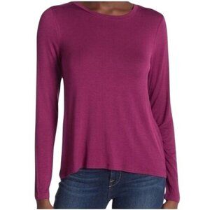 NWT HALOGEN Slub Knit Back Keyhole and Vent T-Shirt S Stretch Long Sleeve Tee